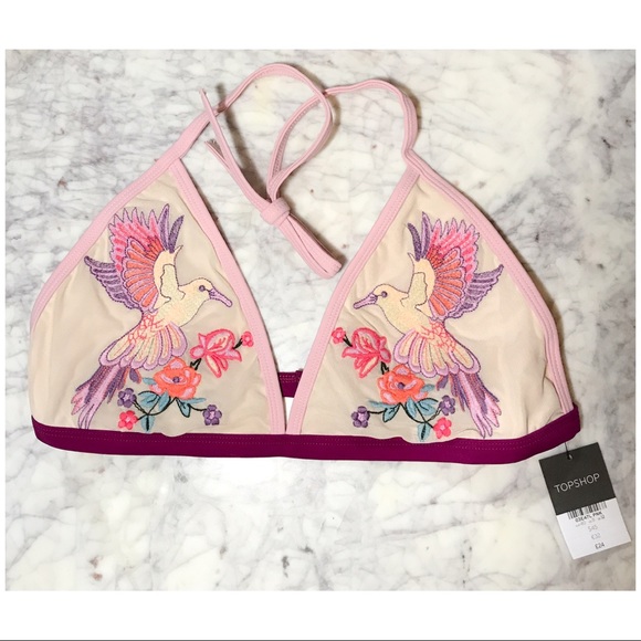 Topshop Other - Topshop // Embroidered Swim Top